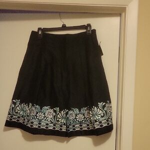 NWT: INC Black Skirt with Floral Embroidery and Sequins